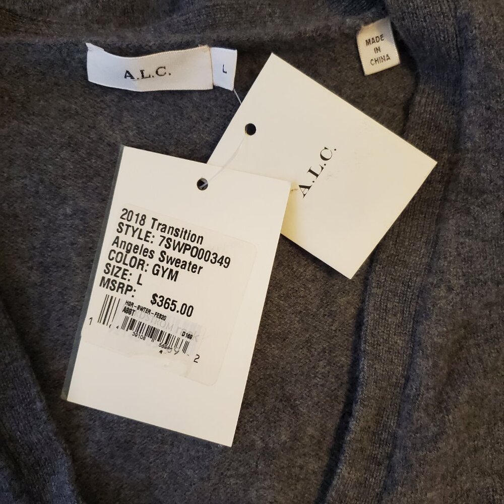 A.L.C. Womens Gym Grey V-neck Angeles Sweater L - Picture 8 of 11